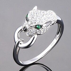 Green Eye Leopard Head Cool Anillos Fashion Animal Rings for Women, PD081